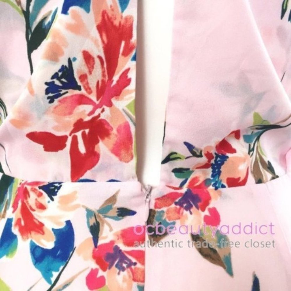 NEW Nordstrom LUSH Flirty Pink Long Floral V Neckline Maxi Dress XL - Picture 6 of 8